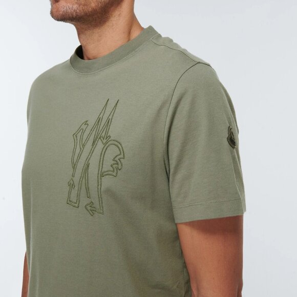 Moncler T-Shirt Men's XL Green Born To Protect Logo Short Sleeve Cotton Jersey - Picture 1 of 16